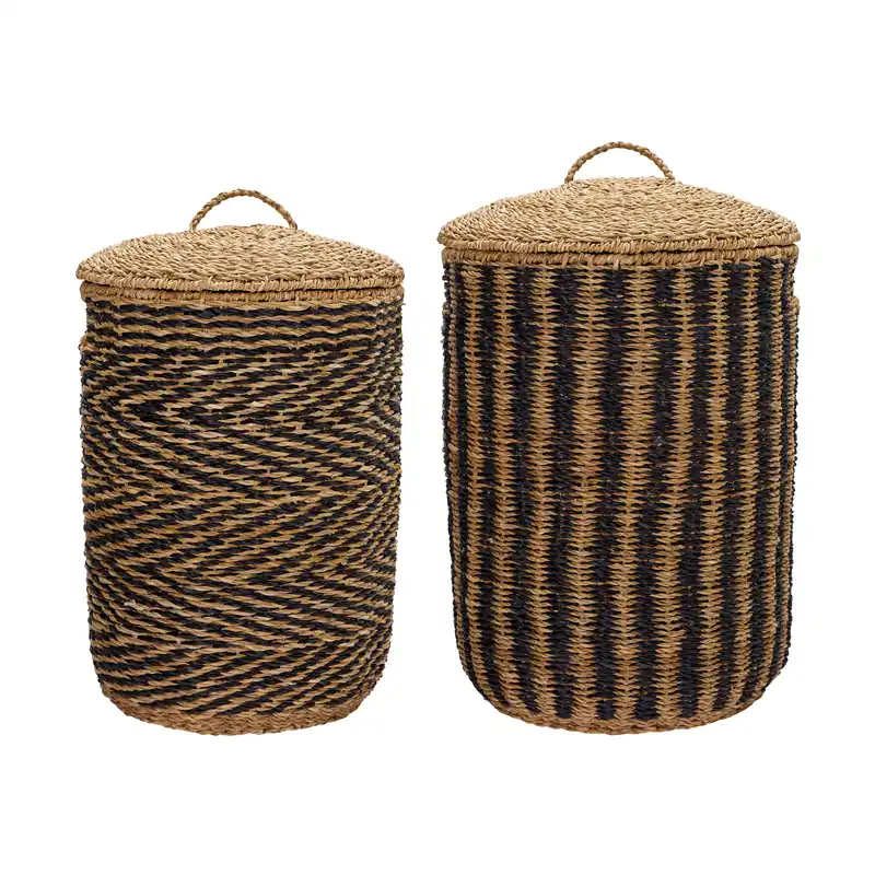 No Minimum Order Cesto laundry basket 2 pieces, Natural-black