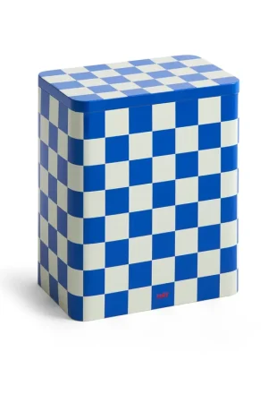 Crafted HAY Tin Container large, Blue-off white