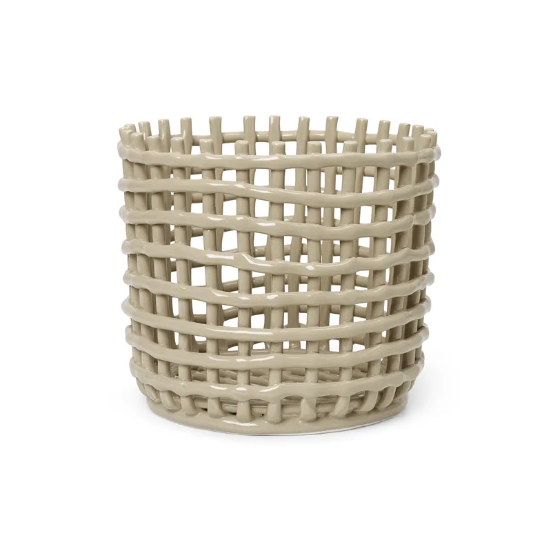 Ceramic braided basket Ø23.5 cm, off white Budget