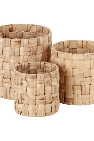 Trusted Brand Lily cylinder panama storage baskets 3 pieces, Natural