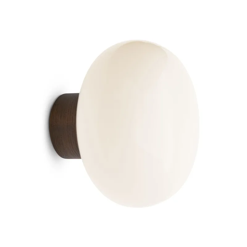 Karl-Johan wall lamp, Smoked oak-white opal glass Handmade