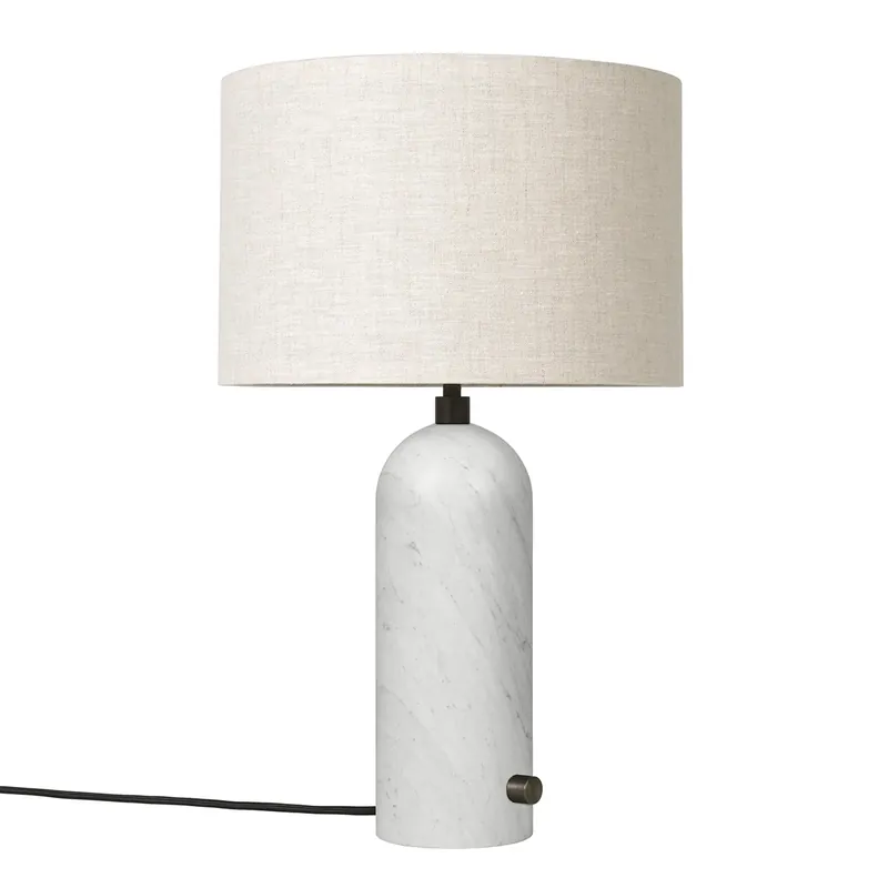 Gravity S table lamp, white marble-canvase Fresh Stock