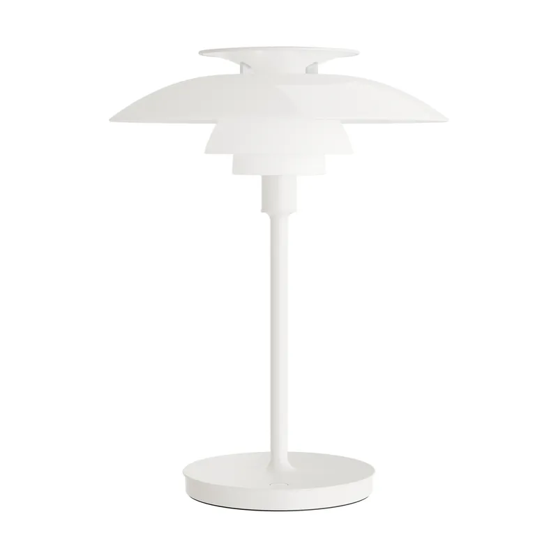 Certified PH 80 portable table lamp, White opal, chrome-plated