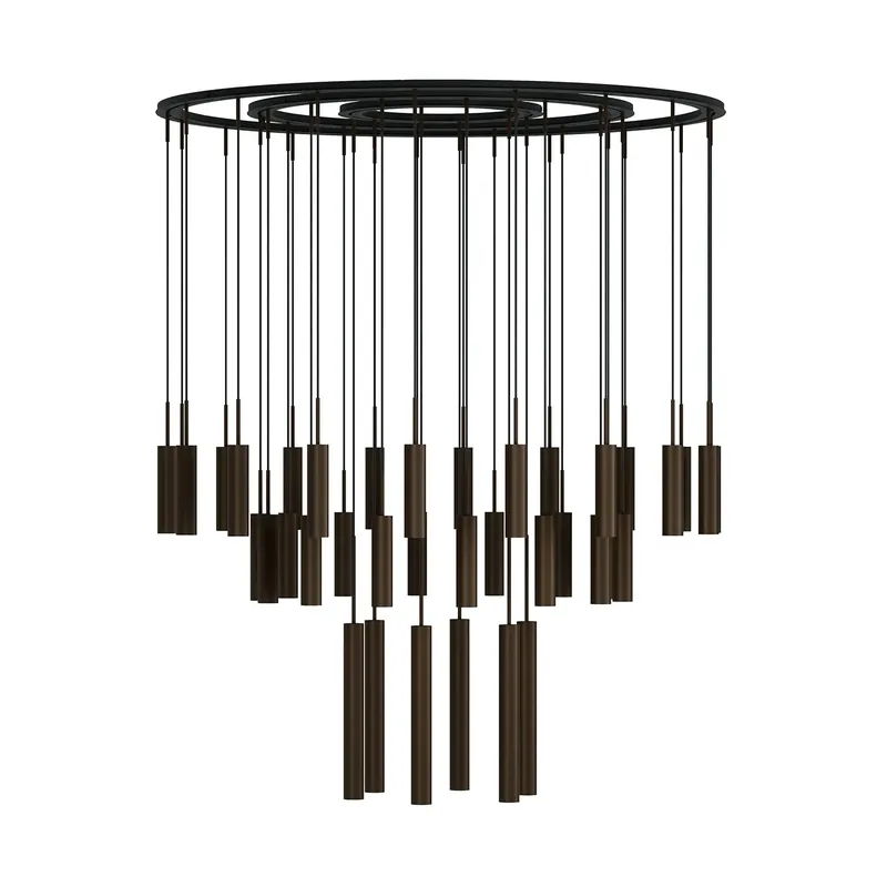 Tubulaire chandelier 38, Anodized bronzed Authentic