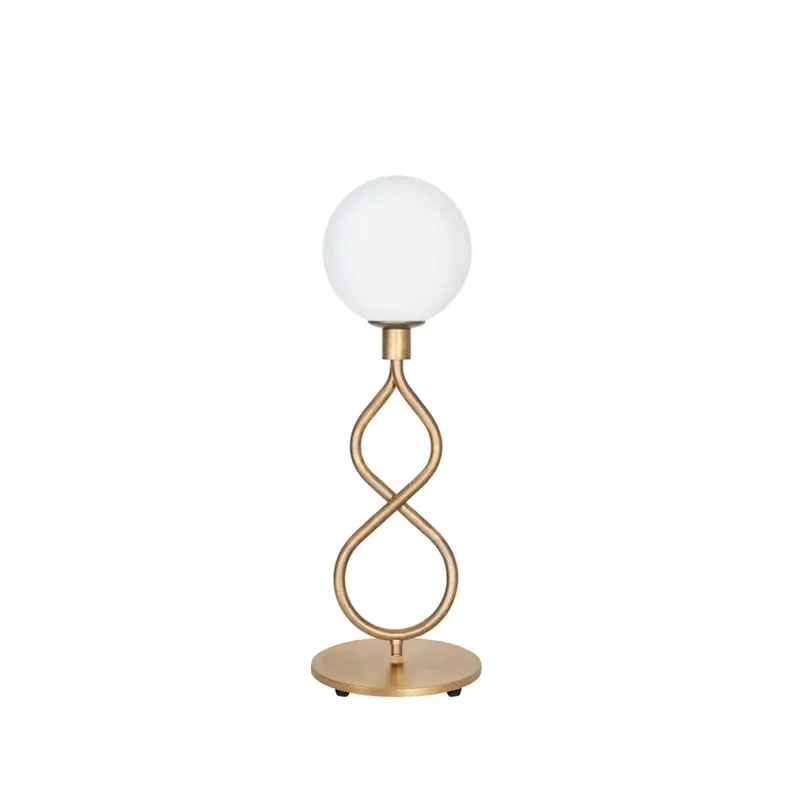 Eld Klot table lamp, Raw brass, matte white Genuine