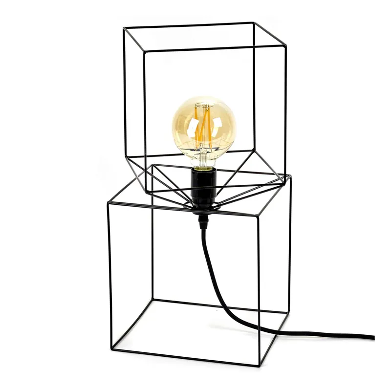 Worldwide Shipping Trompe l'oeil table lamp, black
