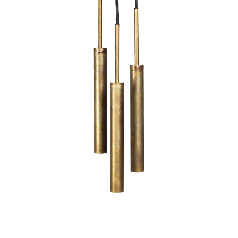 Stav pendant 3 round ceiling plate, Raw brass Authentic