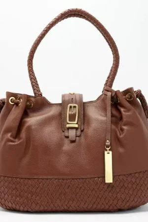 "As Is" LODIS Woven Leather Cinch Amal Tote Express Delivery
