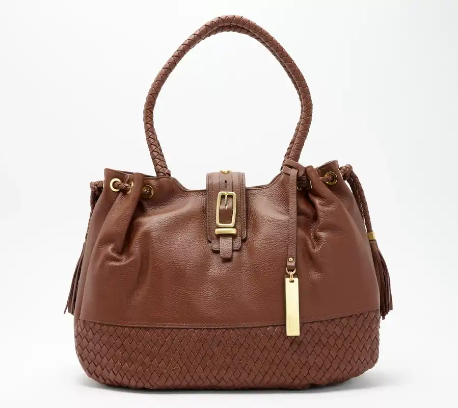 "As Is" LODIS Woven Leather Cinch Amal Tote Express Delivery