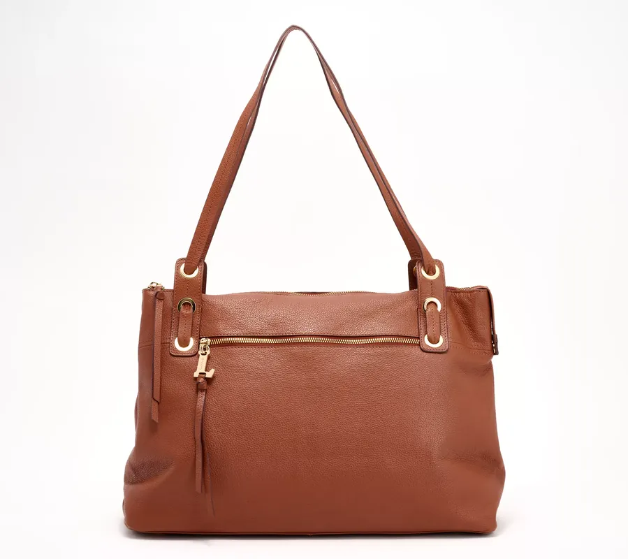 "As Is" LODIS Texas Leather Amanda Oversized Tote Hot Deal