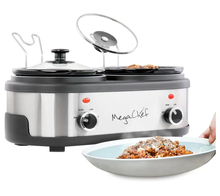 Authentic MegaChef Dual 1.5-qt Crock Buffet Slow Cooker