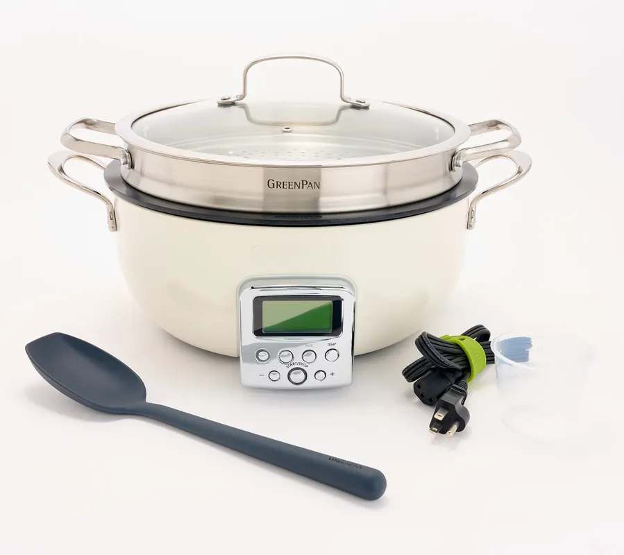 Premium GreenPan Elite 6-Quart Electric Multi-Pot with Steamer & Tool