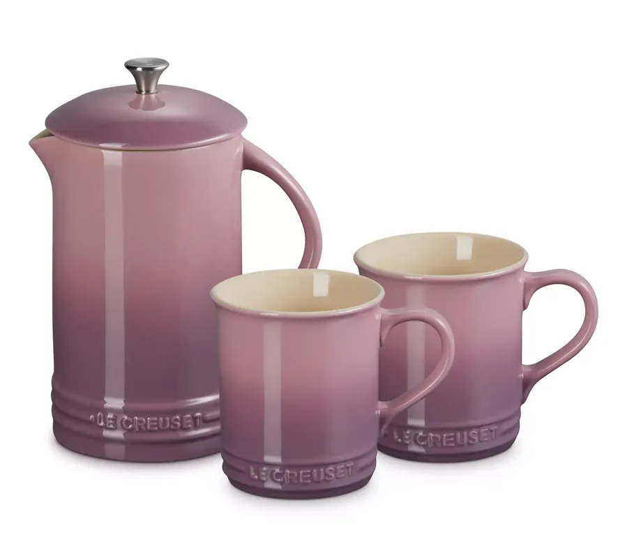 Bargain Le Creuset Stoneware French Press & Set of 2 12-oz Mugs