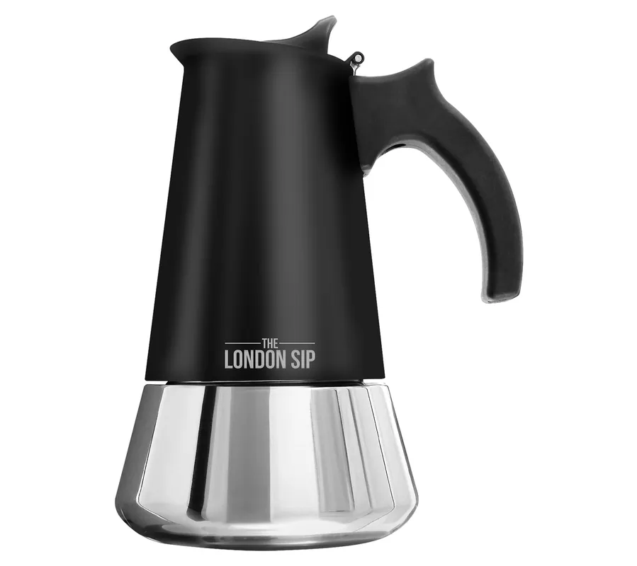 London Sip 10-cup Stainless Steel Espresso Maker Luxury