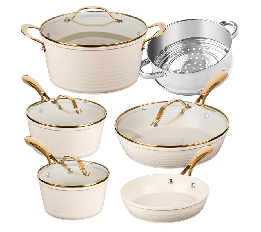 Best Price Gotham Steel 10-Piece Hammered Nonstick CeramicCookware Set