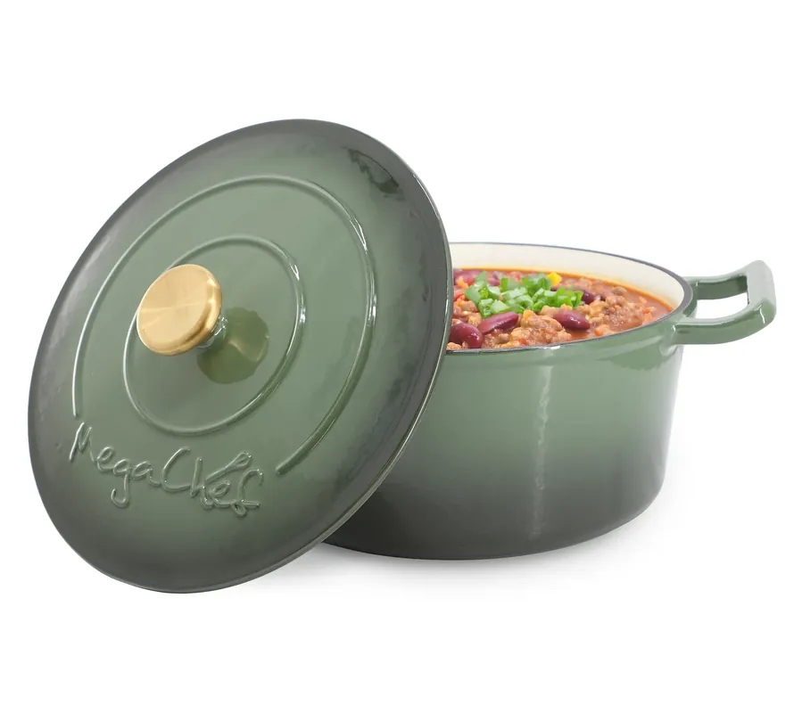 Place Order MegaChef 5.3 Qt. Cast Iron Casserole w/ Self Basting Lid
