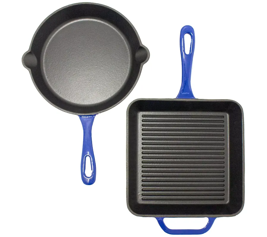 BergHOFF 2-Piece Enamel on Cast Iron 10" Fry & Grill Pan Set Brand New