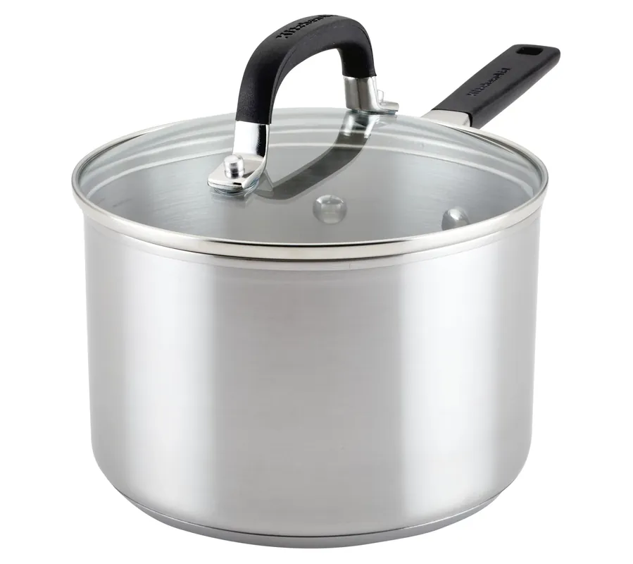 Holiday Sale KitchenAid Stainless Steel Induction Saucepan with Lid, 3qt
