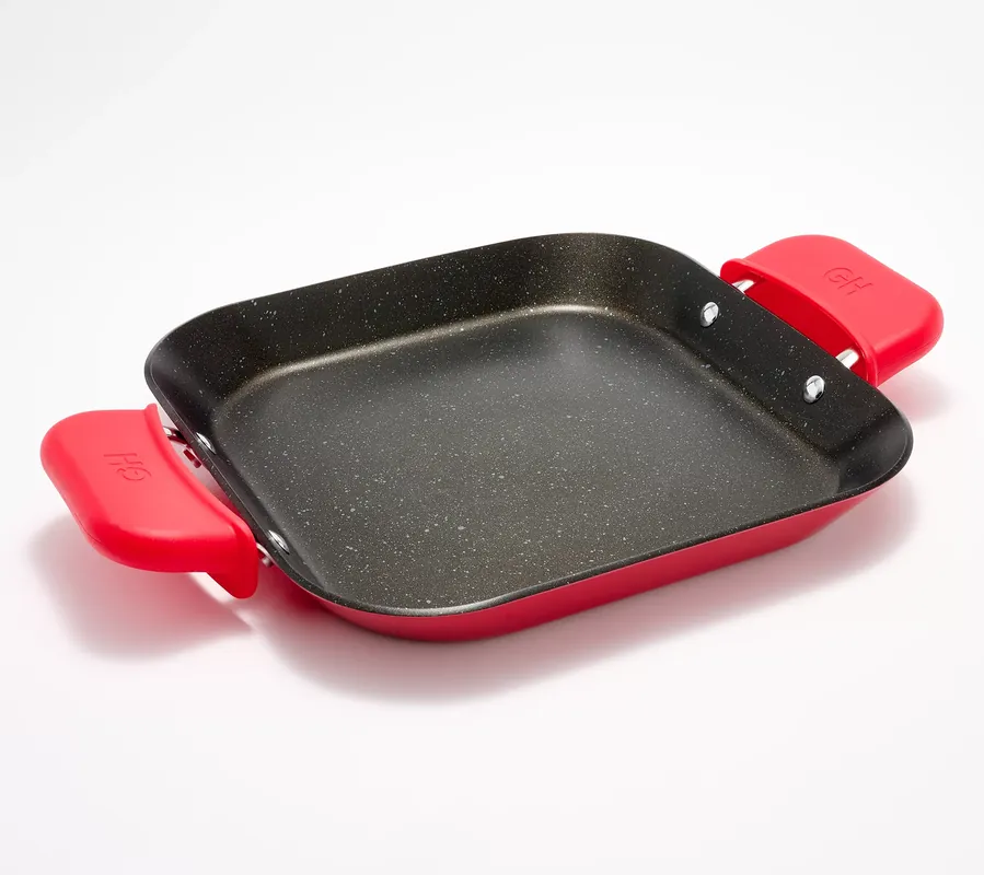 Good Housekeeping Square Slide Out Griddle Pan w/Handle Covers Secure Checkout