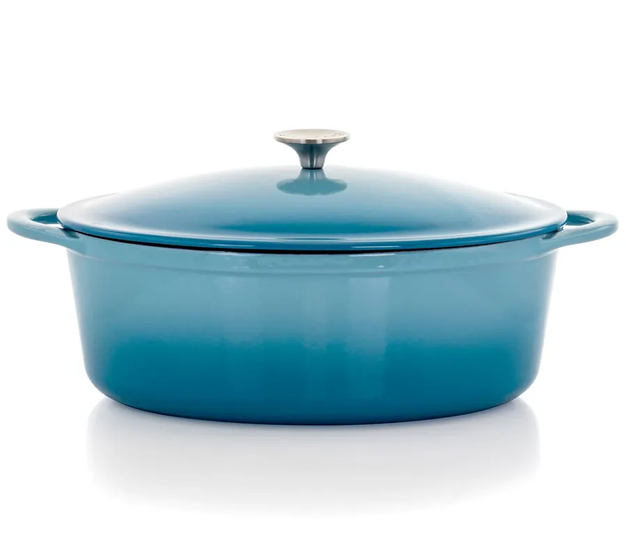 Popular MegaChef 7-qt Oval Enameled Cast Iron Casserole