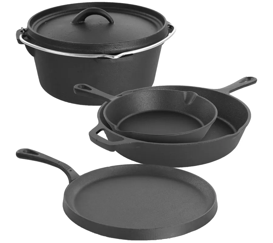 Best Seller MegaChef Pre-Seasoned 5-Piece Cast Iron KitchenCookware Set