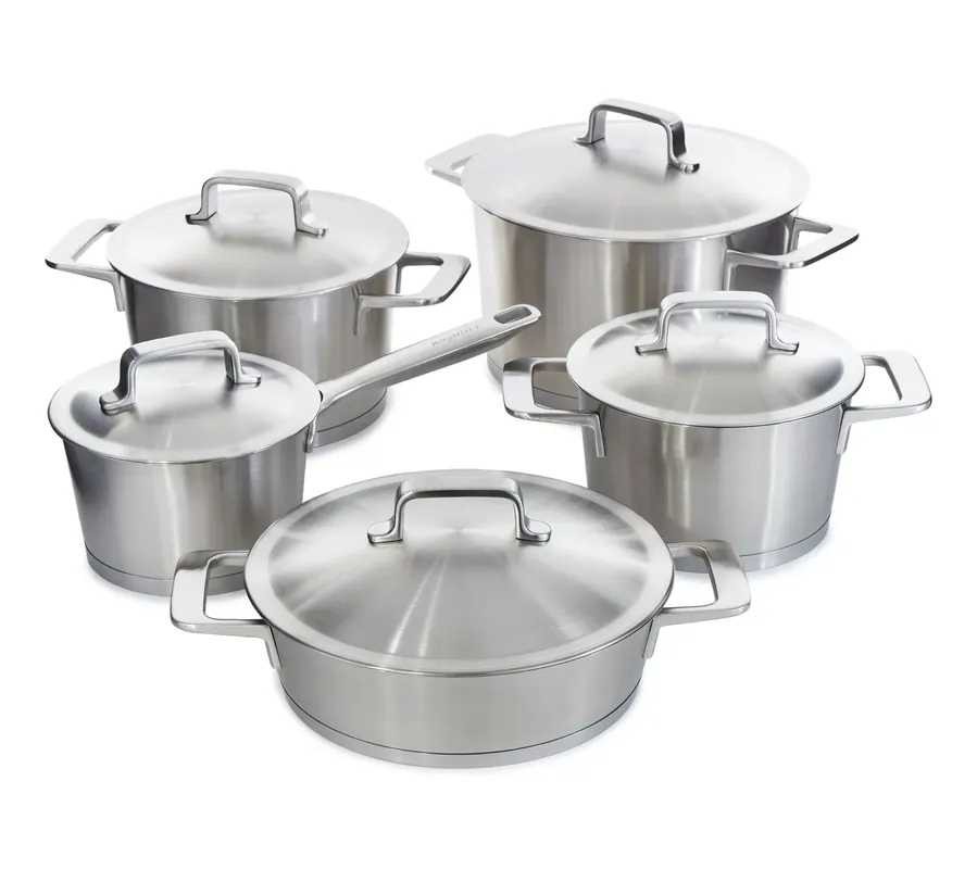 BergHOFF Meta 10pc Recycled 18/10 Stainless Steel Cookware Set Best Seller