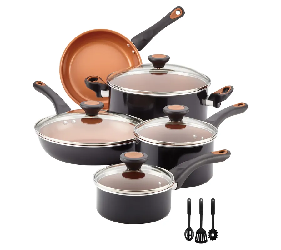 Farberware Glide Copper Ceramic Nonstick Cookware, 12-Piece Time-Limited