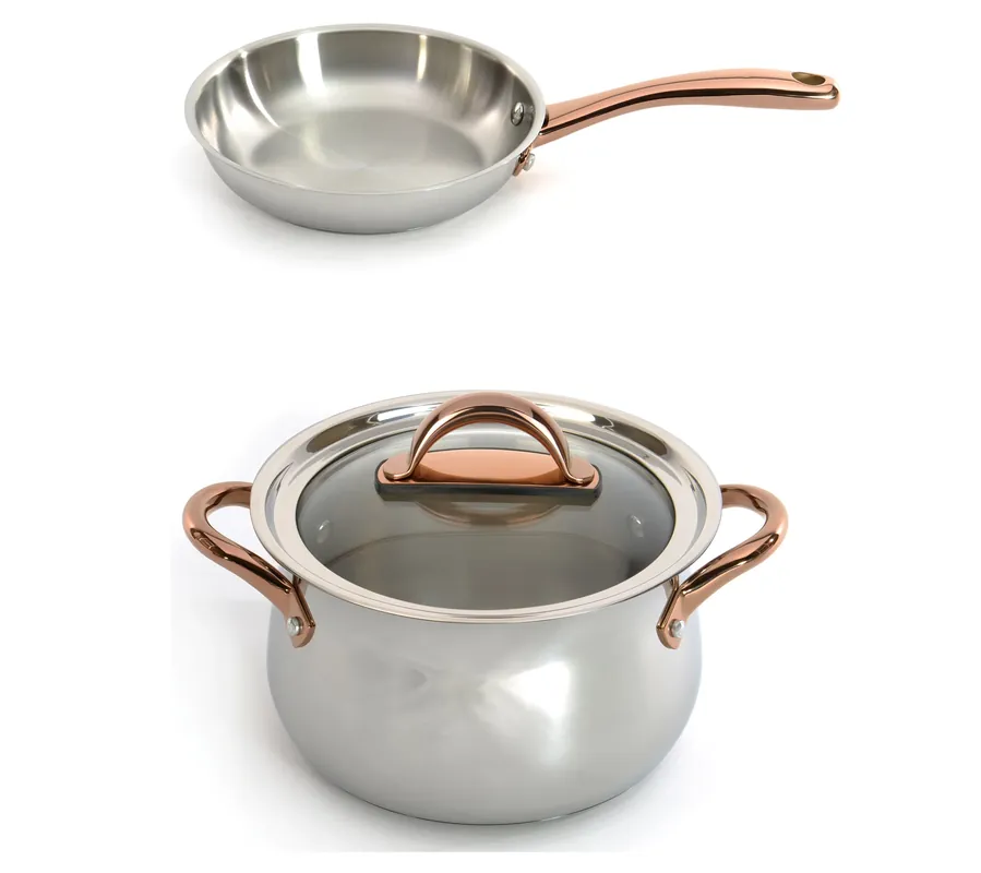 In Demand BergHOFF Ouro Gold 3Pc 18/10 SS Cook Set, Roseold Handles