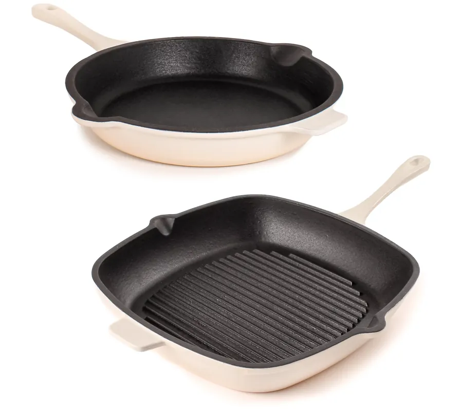 BergHOFF Neo 2P c Cast Iron 10" Fry Pan & 11" Grill Pan Set Hot Deal