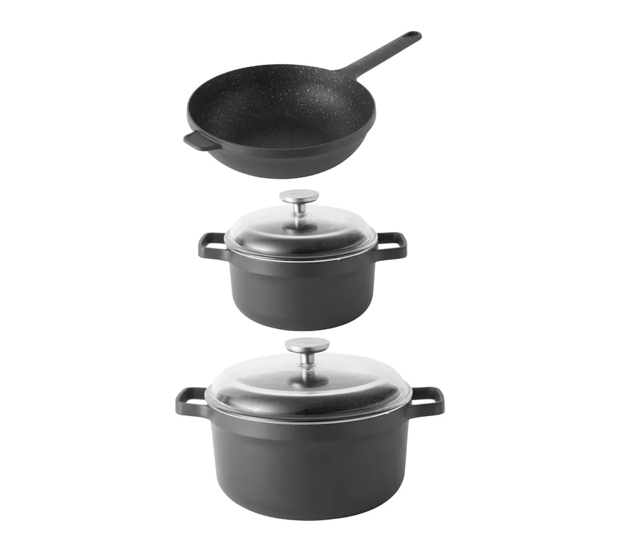 Direct From Factory BergHOFF GEM 5Pc Non-stick Cast AluminumCookw are Set