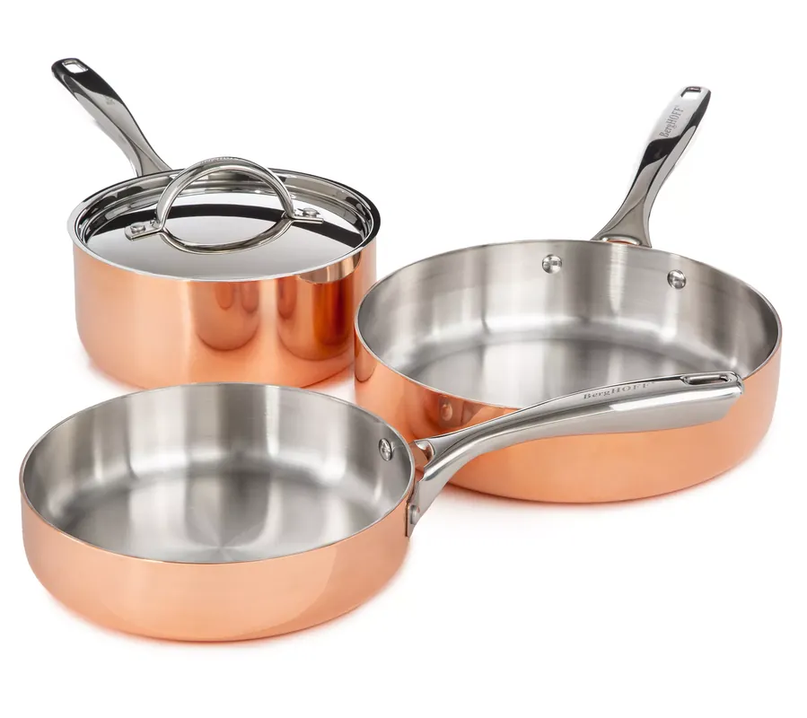BergHOFF Vintage 4pc Tri-Ply Copper Cookware Set with Lids Buy Direct