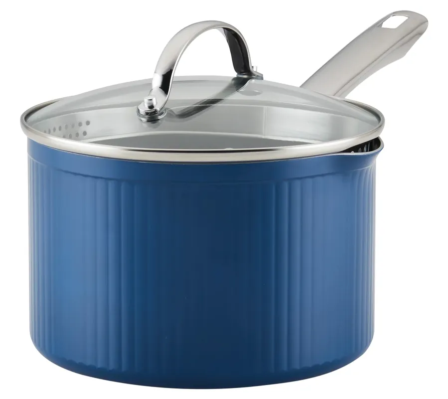 Farberware Nonstick Cookware Straining Saucepanwith Lid, 3qt Premium