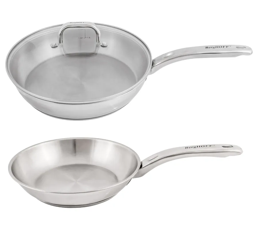 Best Price BergHOFF Belly Shape 3Pc 18/10 SS Fry Pan & Skillet Cook Set