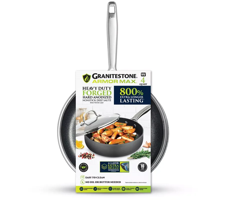 Factory Price Granitestone Armor Max 4 Quart Hard Anodized Deep Saute Pan