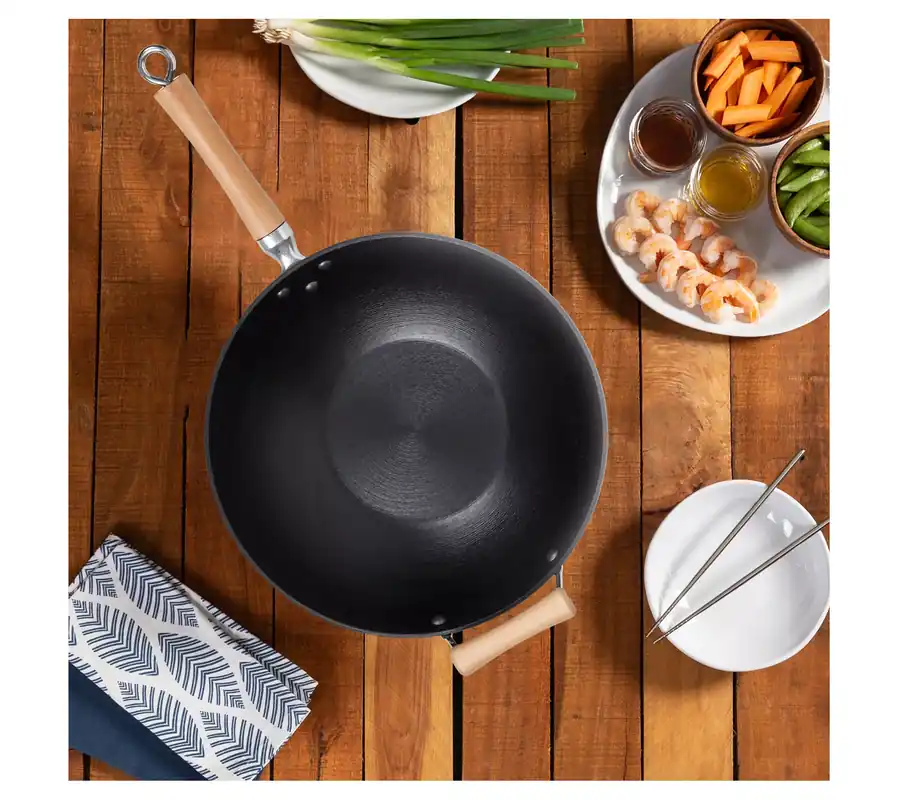 Professional Grade Joyce Chen 14" Cast Iron Wok with MapleHandles