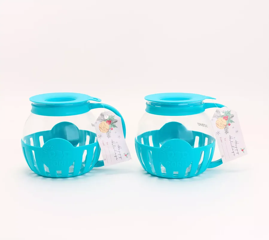 "As Is" Prepology S/2 Glass Microwave Popcorn Makers Price Drop