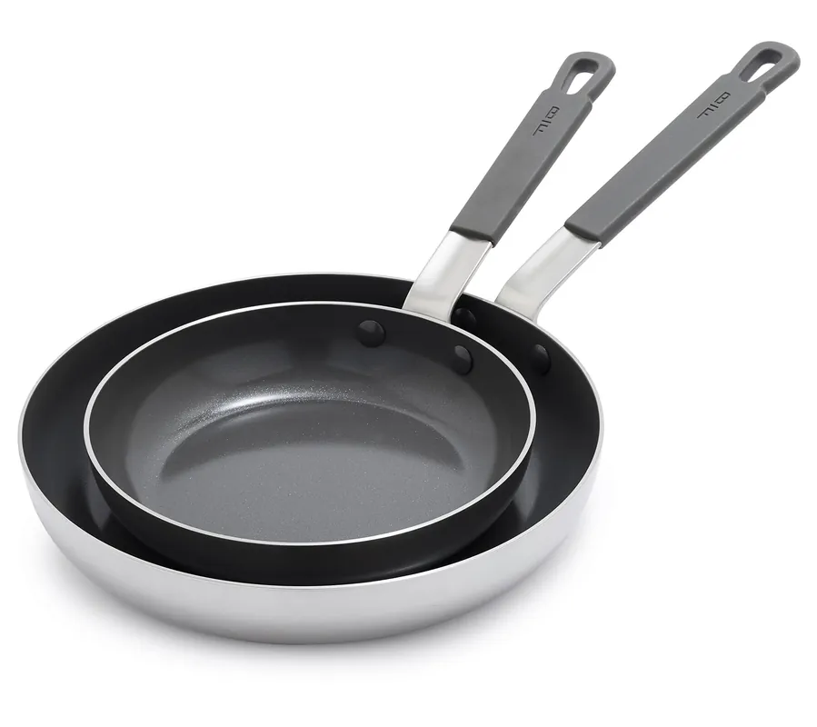 Bobby Flay by GreenPan Nonstick SS 8" and 10" Frypan Set Clearance