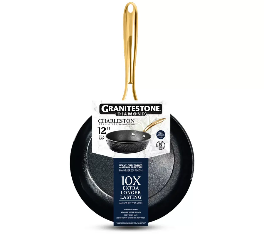 Granitestone Charleston Hammered Black 12'' Nonstick Fry Pan Get Yours