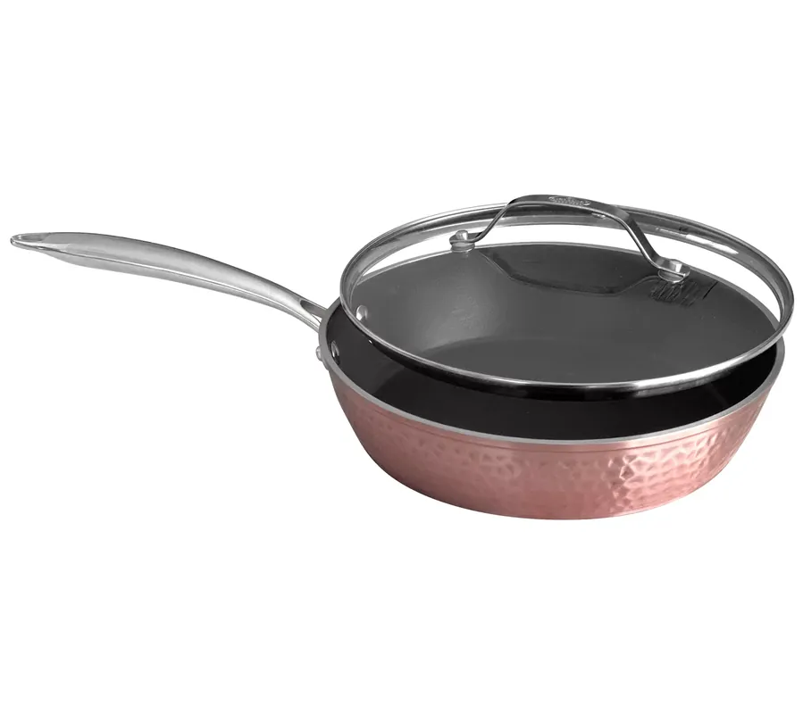 OrGREENiC 8" Hammered Rose Gold Pan with Lid While Supplies Last