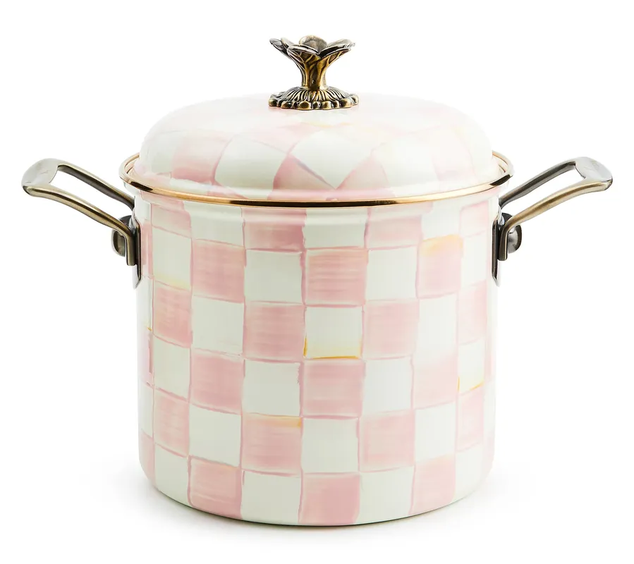 Certified MacKenzie-Childs Rosy Check 7 Qt. Stockpot