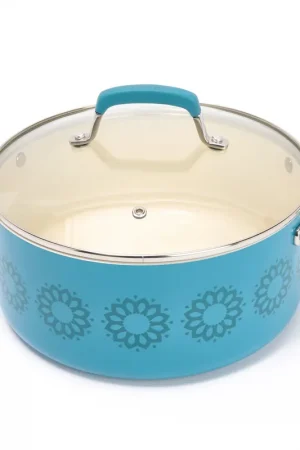 "As Is" Aarti Sequeira 5-Qt Print Medallion Dutch Oven with Glass Lid Worldwide Shipping