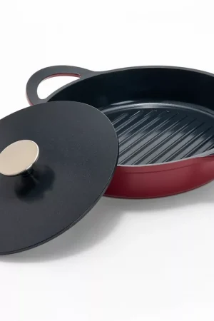 "As Is" Technique Cast Aluminum 10" Nonstick Grill Pan&BurgerPress Viral