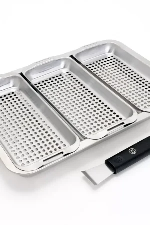 "As Is" Technique 4-Pc Stainless Steel Grill & Oven Pan Set w/Lift Special Offer