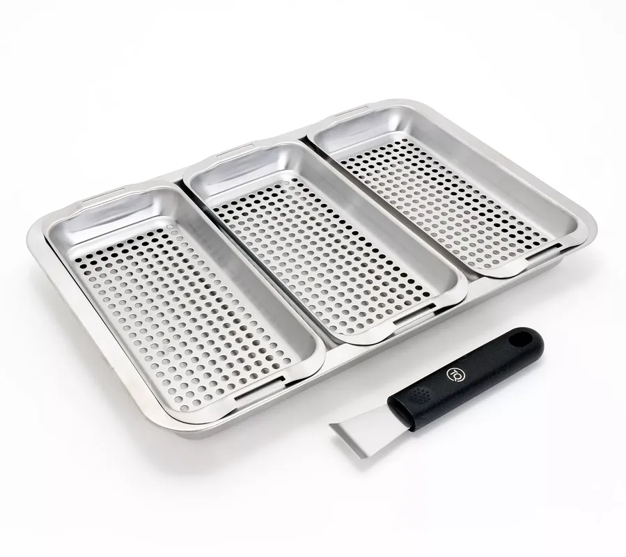 "As Is" Technique 4-Pc Stainless Steel Grill & Oven Pan Set w/Lift Special Offer