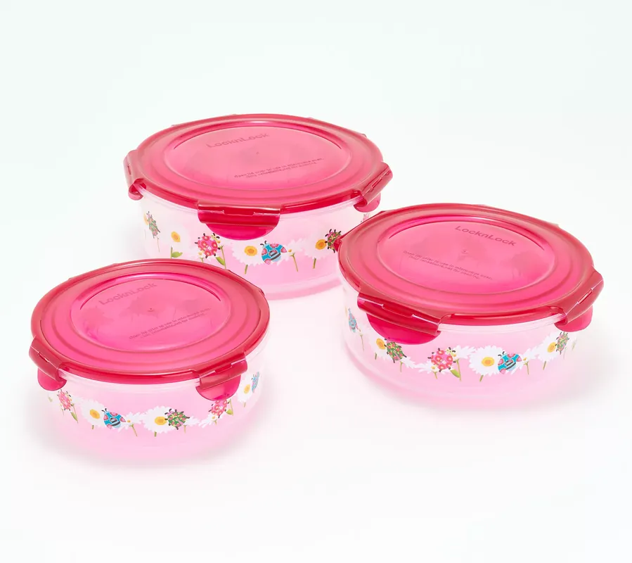 LocknLock 3-Pc Nestable Nostalgic Ladybug Printed Canisters Direct From Manufacturer
