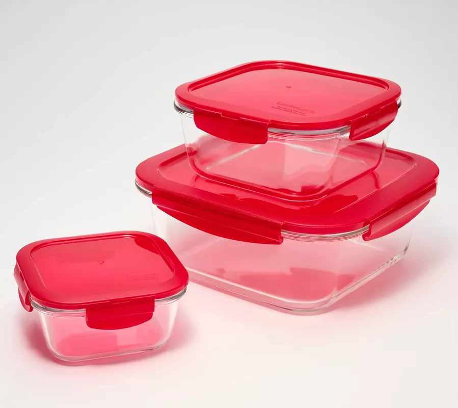 Trusted Brand LocknLock 3-Piece Nestable Glass Square Storage Set