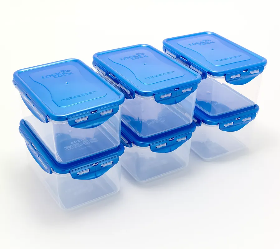 Hassle-Free Returns LocknLock Set of (6) 4-Cup Rectangle Storage Set