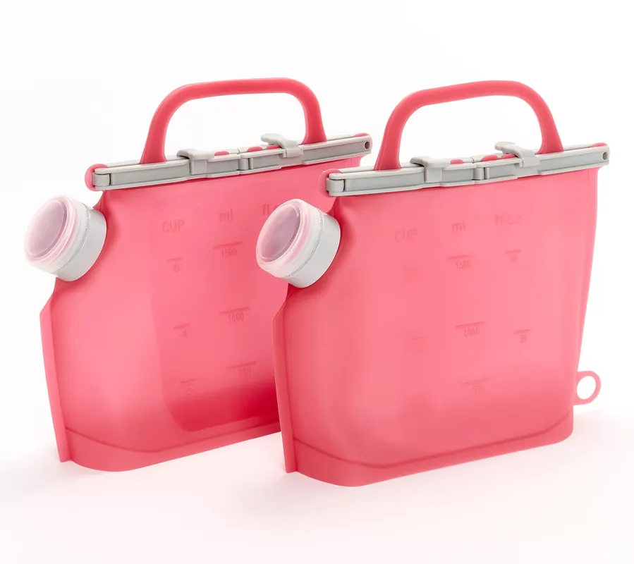 Bargain Cella S/2 Silicone Storage Bags w/ Pour Spouts & Handles
