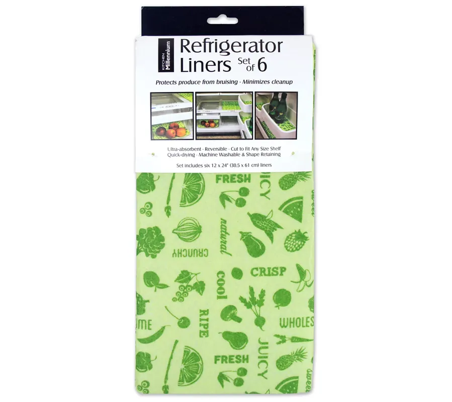Design Imports Set of 6 Reversible Fridge Liners - Veggies Direct From Factory