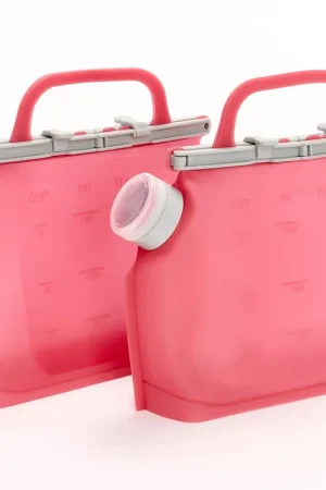 "As Is" Cella S/2 Silicone Storage Bags w/ Pour Spouts & Handles Super Sale